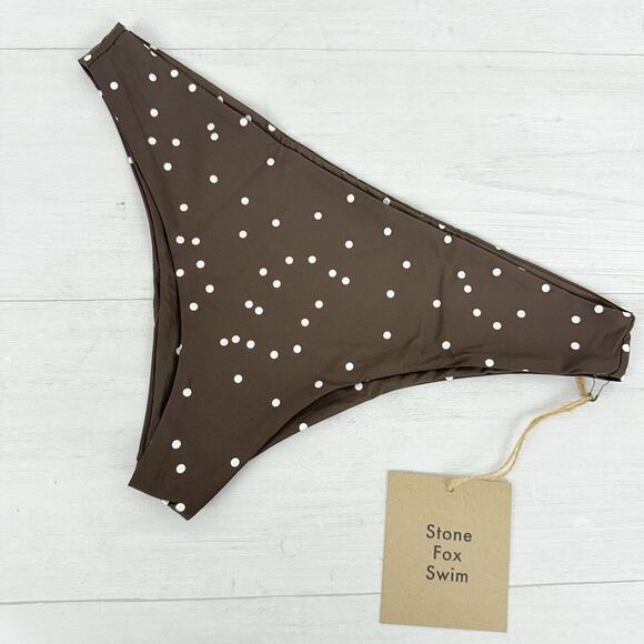 Free People Stone Fox Swim Roca Bikini Bottom Size S Terra Dot Brown Surf Beach - Picture 2 of 13